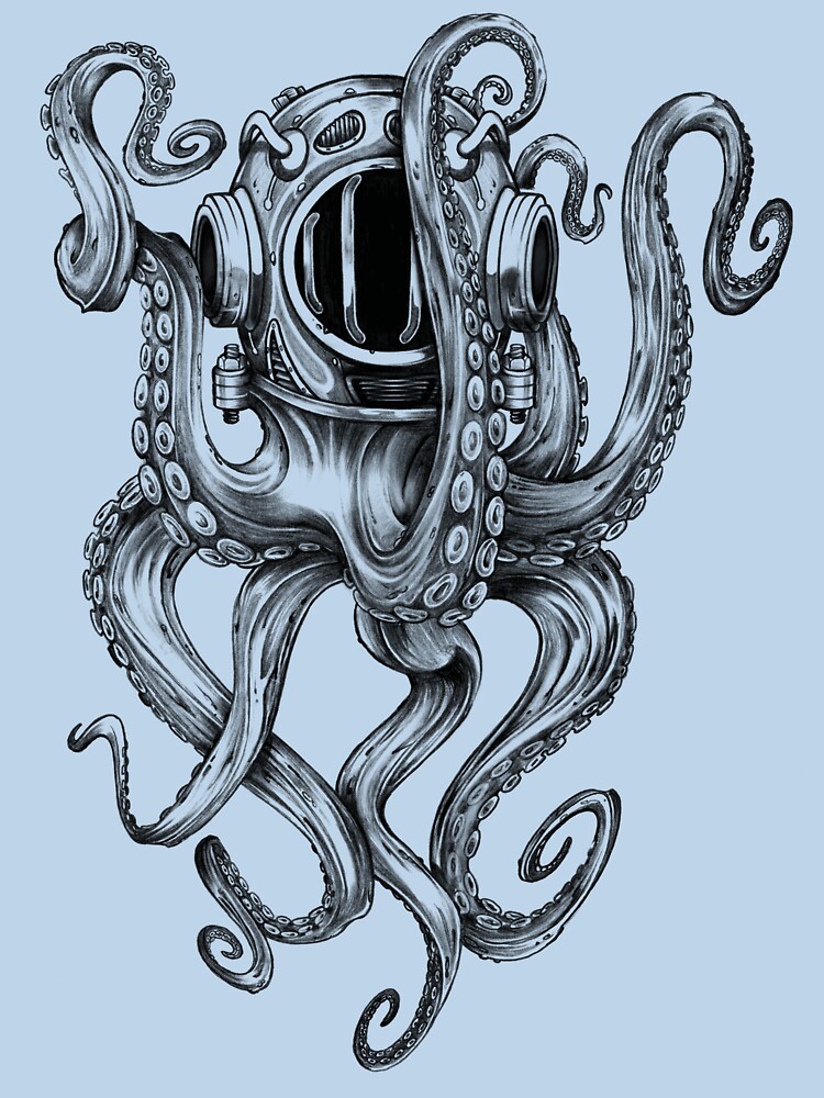 Thumbnail 7 of 7, Classic T-Shirt, Octopus Scuba Diver Helmet designed and sold by BertramSales.