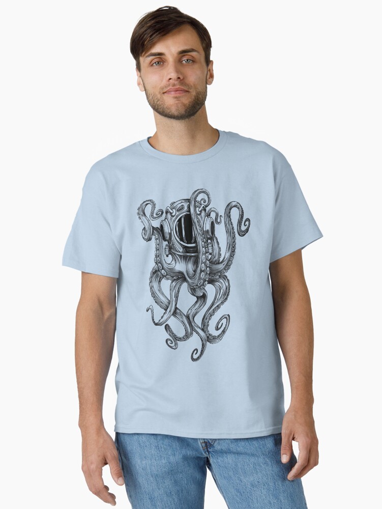 Thumbnail 2 of 7, Classic T-Shirt, Octopus Scuba Diver Helmet designed and sold by BertramSales.