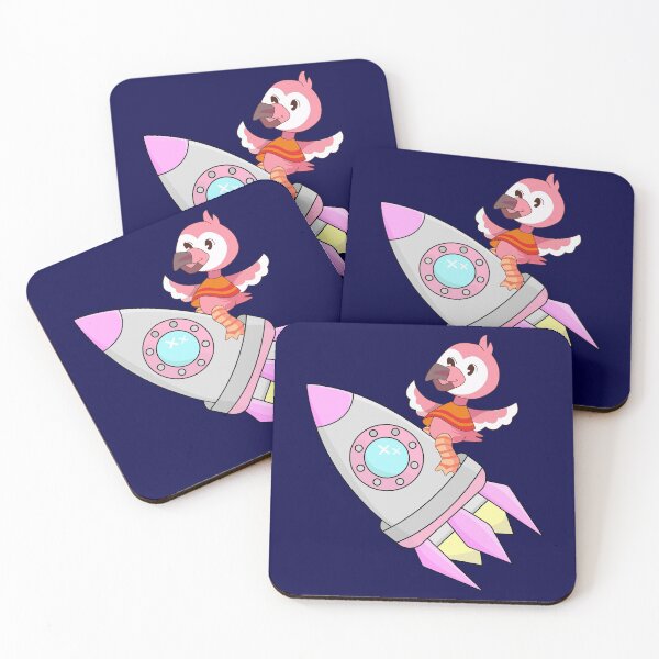 Item preview, Flamingo youtube Flamingo Plush setting on a cute rocket travelling to space  designed and sold by SGS-.
