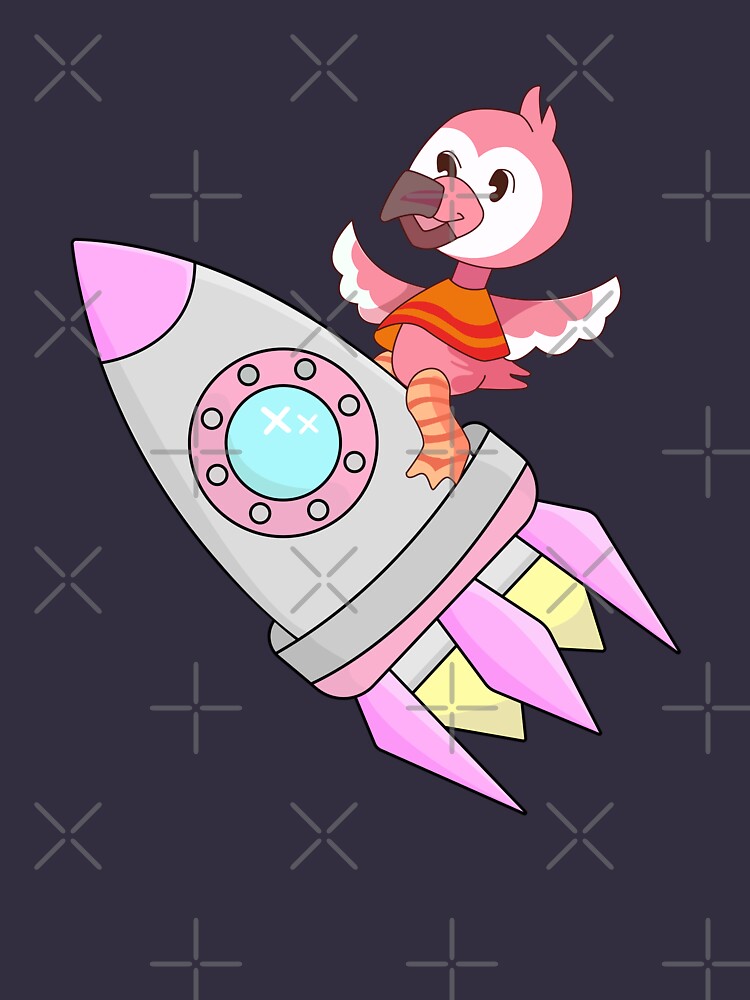"Flamingo youtube Flamingo Plush setting on a cute rocket travelling to