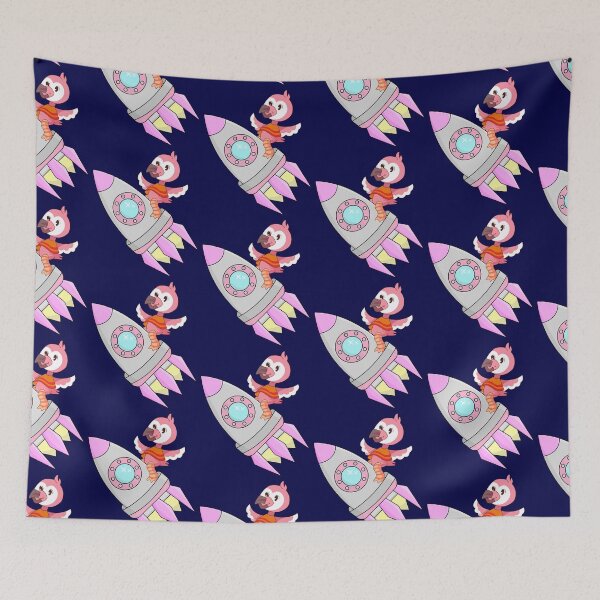 Item preview, Flamingo youtube Flamingo Plush setting on a cute rocket travelling to space  designed and sold by SGS-.