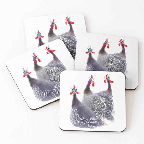 Item preview, Gaggle of Three Guinea fowl birds designed and sold by orangerinka.