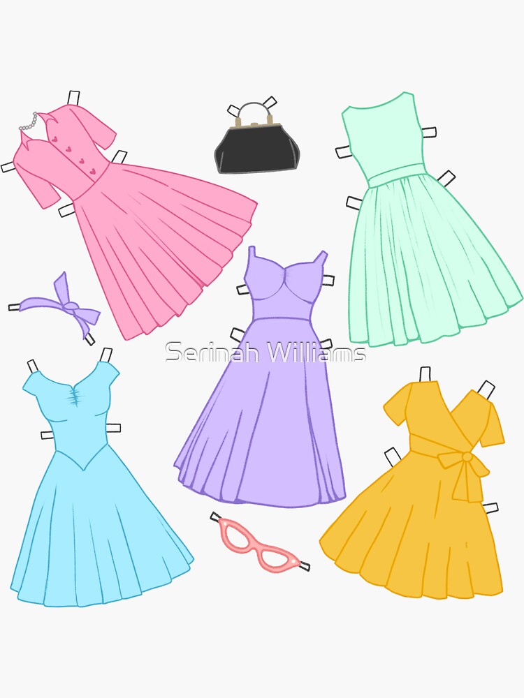 50's inspired paper doll Clothes dress-up" Sticker for Sale by rinah13art |  Redbubble