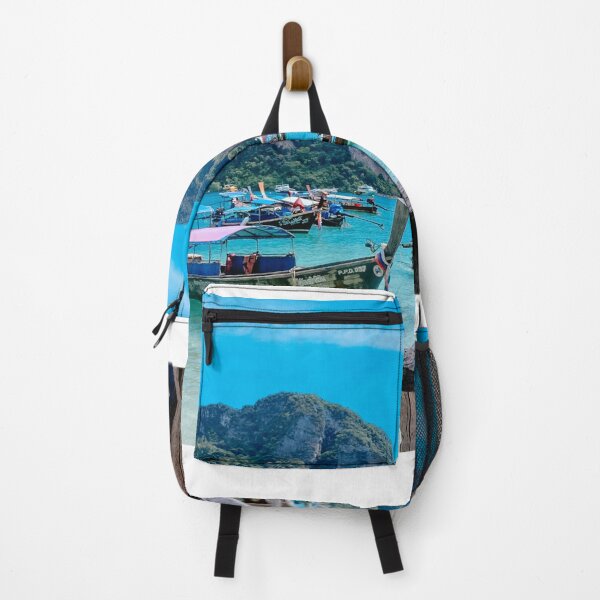Item preview, Blue Lagoon and Blue Sky Colorful Local Boats and Wood Terrace designed and sold by manda1988.