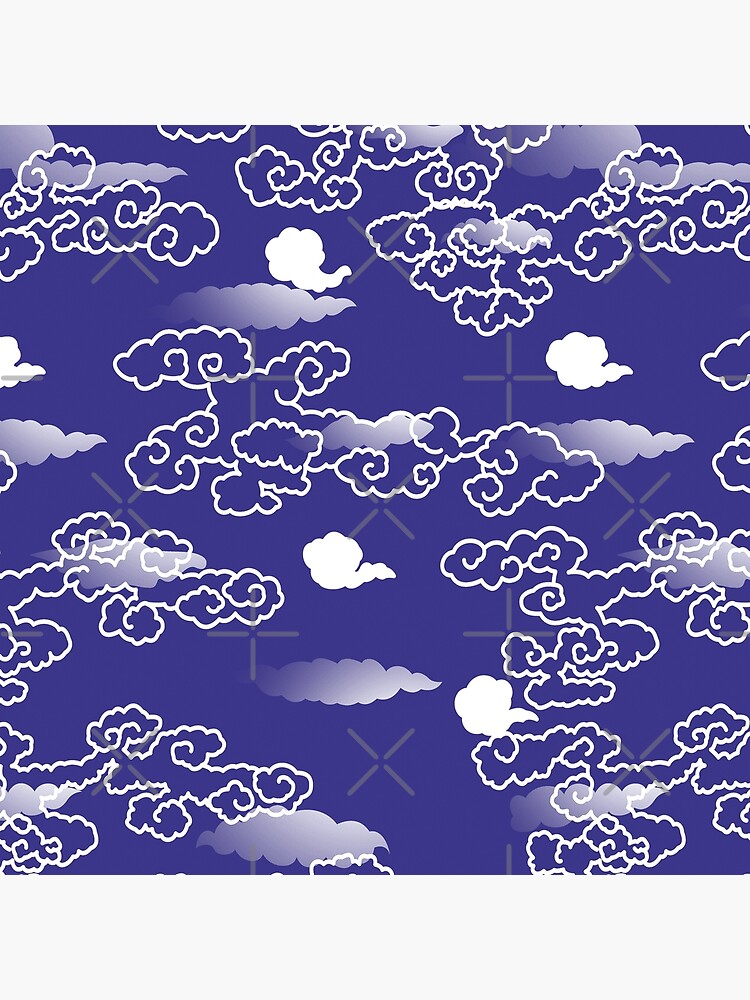 &ldquo;Japanese cloud traditional kimono pattern royal blue design " Poster