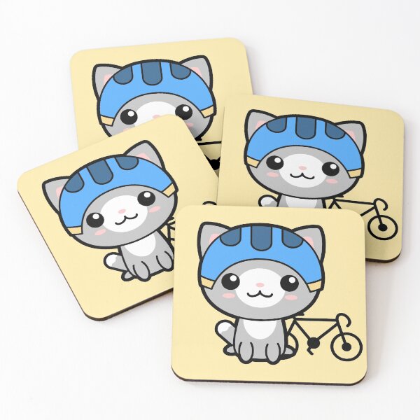 Item preview, Grey Cat Cyclist Kawaii designed and sold by ProjecTees.
