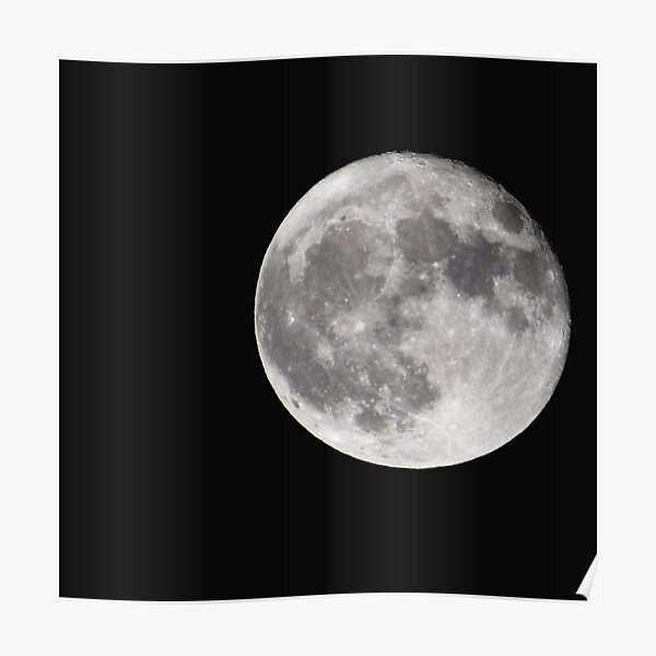 October Full Moon - Asymmetric Moon Photo on Black Background Poster