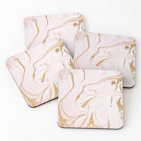 Item preview, Faux Blush Pink Liquid Alcohol Ink Gold Glitter Metal  Veines designed and sold by MysticMarble.