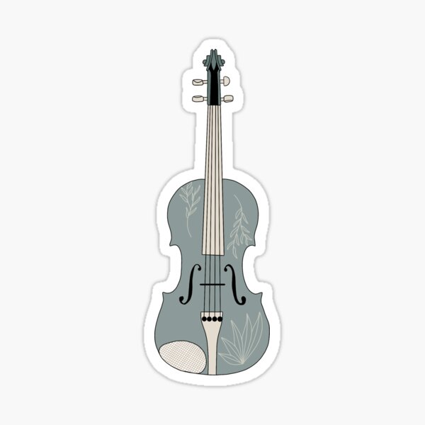 Flowery Violin Digital Illustration Sticker