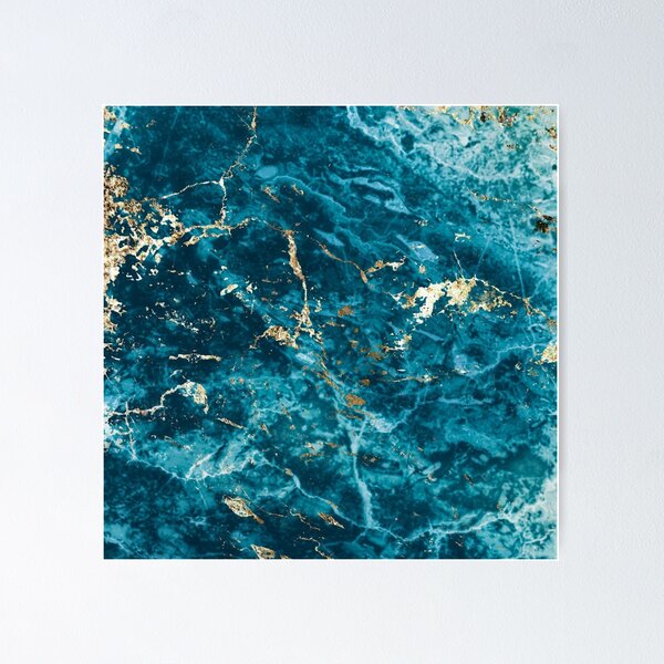 Item preview, blue and gold ocean wave marble print designed and sold by HadeeeeL.