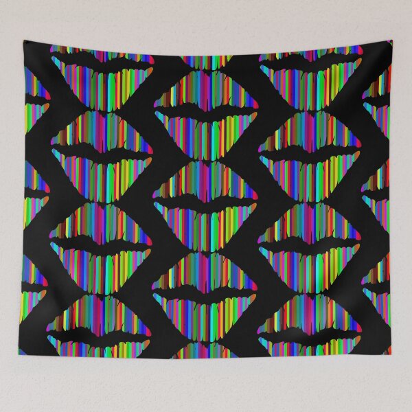 Item preview, Small Pop Art Crayon Lips Mouth on Black designed and sold by AlteredAtelier.