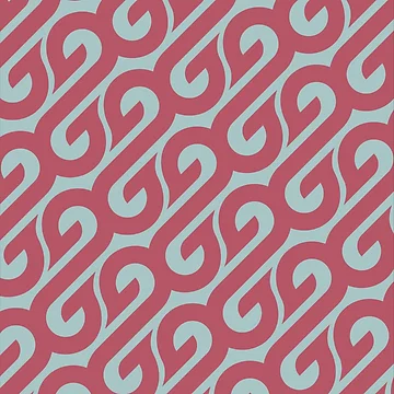 Artwork thumbnail, Sigmoids & Flames Geometric Pattern – Raspberry & Aqua by RoguePatterns