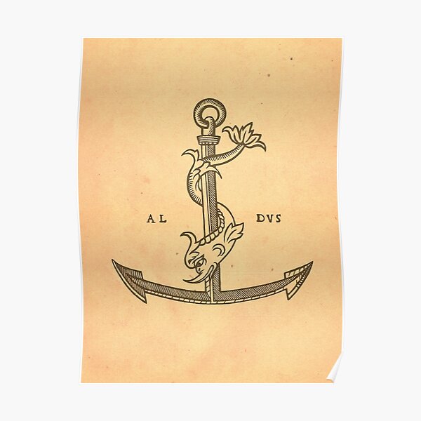 Aldus Manutius Printer Mark Póster