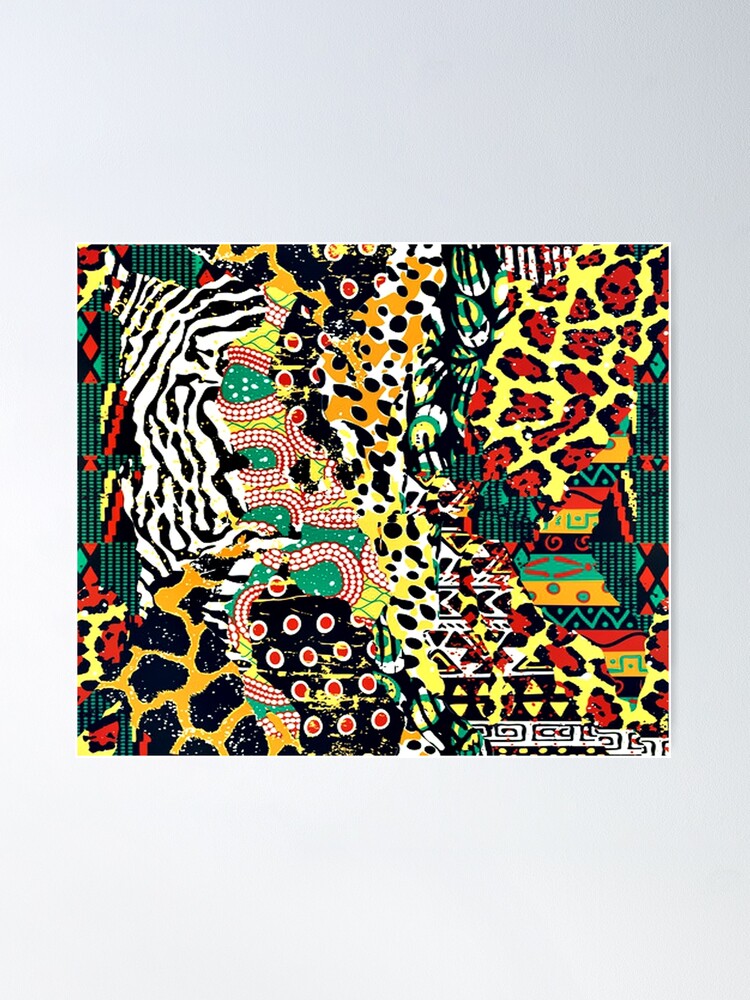 Canvas print Traditional african fabric and wild animal skins