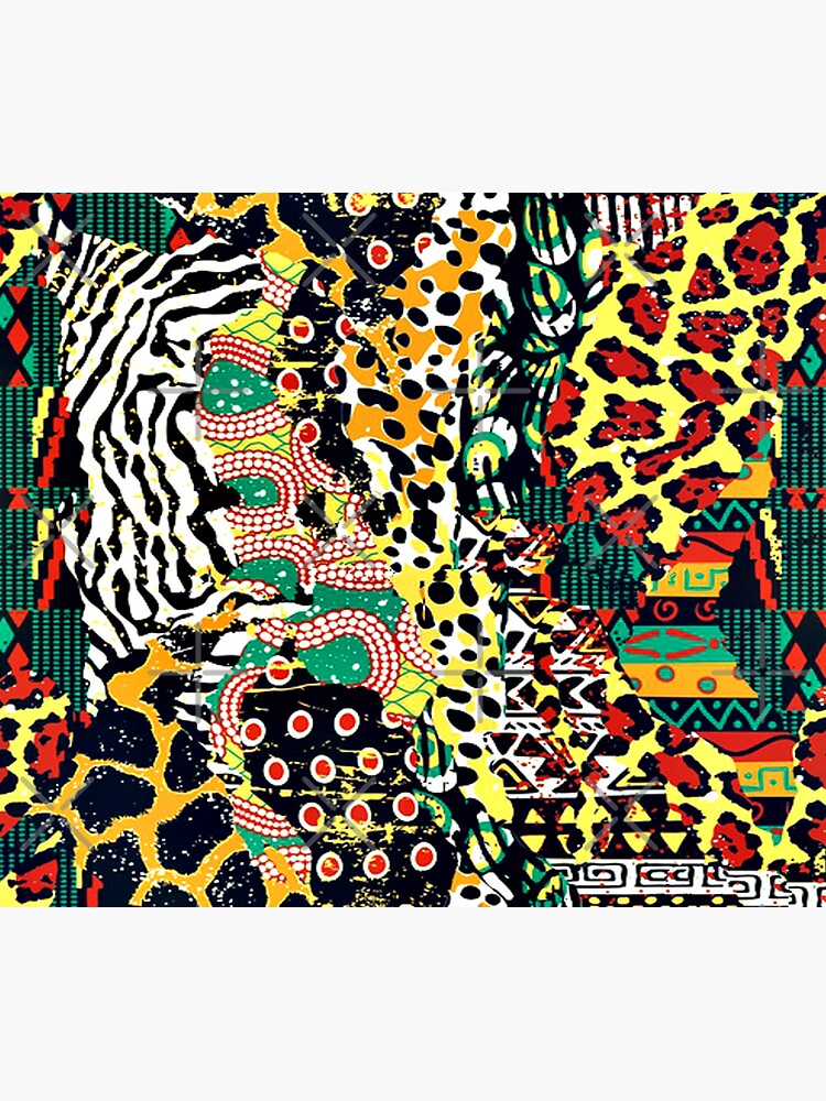 Canvas print Traditional african fabric and wild animal skins