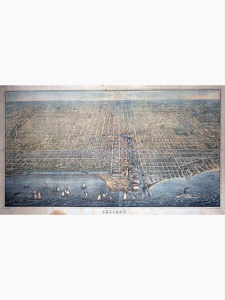 Disover Vintage Pictorial Map of Chicago (1857) Premium Matte Vertical Poster