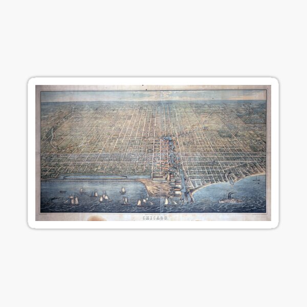 Item preview, Vintage Pictorial Map of Chicago (1857) designed and sold by BravuraMedia.