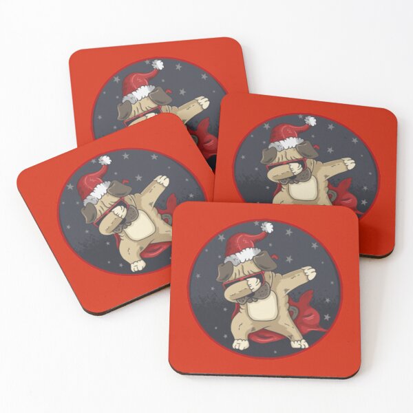 Artikelvorschau, Netter Hund, der Santa Hat Dabbing Dance Ilustration trägt entworfen und verkauft von CartoonTshirtD.