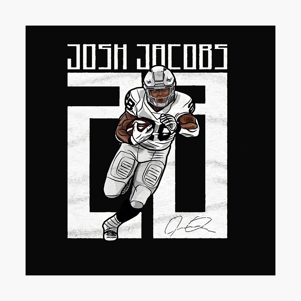 Josh Jacobs Poster Las Vegas Raiders Football Art Illustrated Print