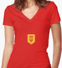 Manchester United Minimalist Football Design Women's Fitted V-Neck T-Shirt