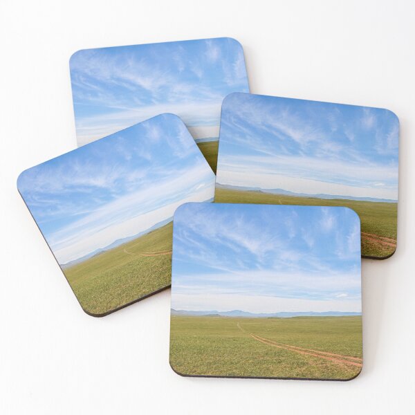 Item preview, A track across a Mongolian grassland with mountains in the background designed and sold by SnapTPhotograph.
