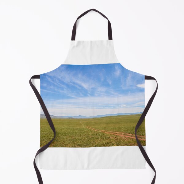 Item preview, A track across a Mongolian grassland with mountains in the background designed and sold by SnapTPhotograph.