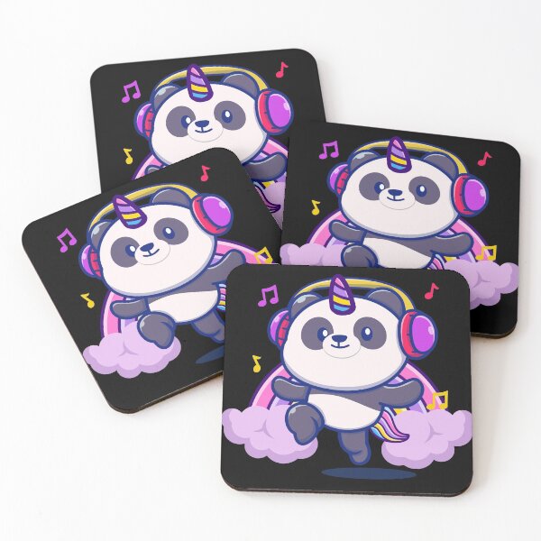 Item preview, Happy Panda unicorn listen to music Gift - Pandacorn Digital illustration designed and sold by OMCreative.