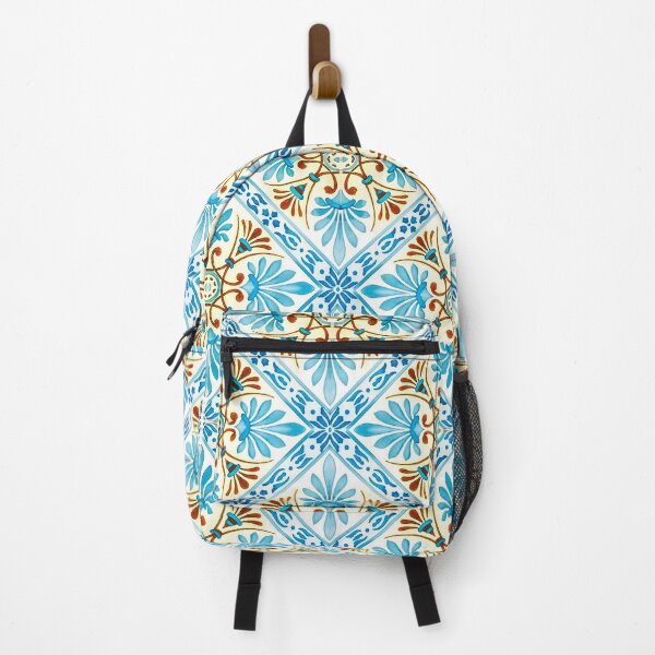 Item preview, Vintage blue floral Sicilian style Meditteranean pattern designed and sold by PG Illustration.