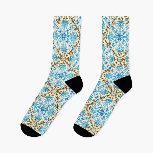 Item preview, Vintage blue floral Sicilian style Meditteranean pattern designed and sold by PG Illustration.