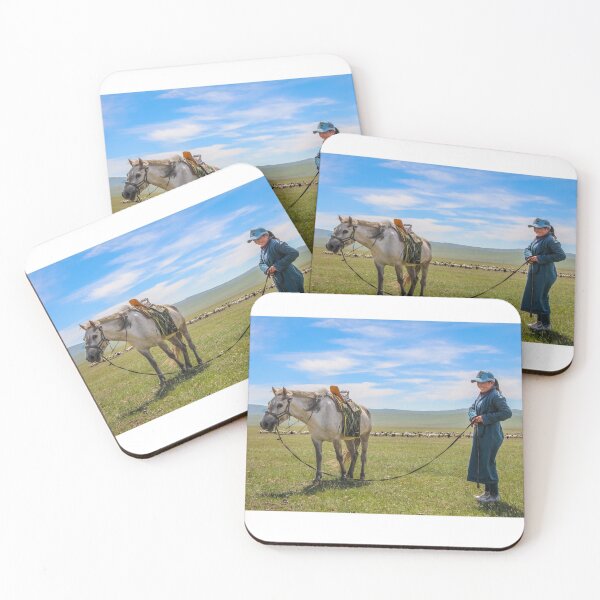 Item preview, A happy female mongolian herder and her horse designed and sold by SnapTPhotograph.