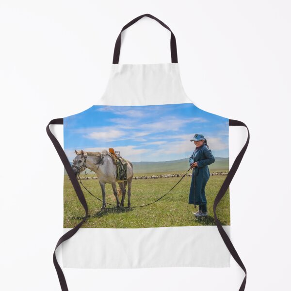 Item preview, A happy female mongolian herder and her horse designed and sold by SnapTPhotograph.
