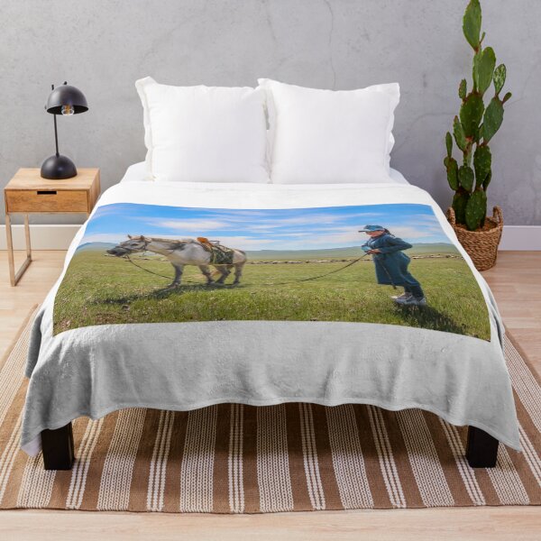 Item preview, A happy female mongolian herder and her horse designed and sold by SnapTPhotograph.