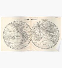 Vintage Map of The World (1860) 2 Poster