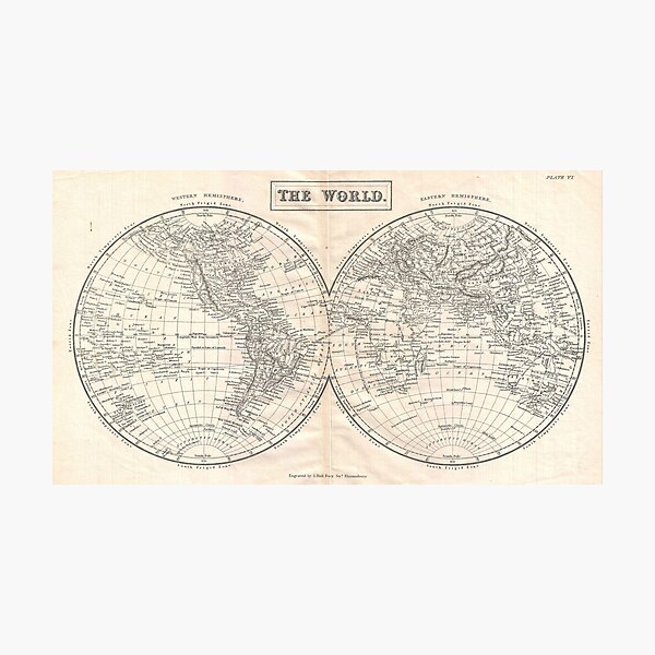 Item preview, Vintage Map of The World (1860) 2 designed and sold by BravuraMedia.