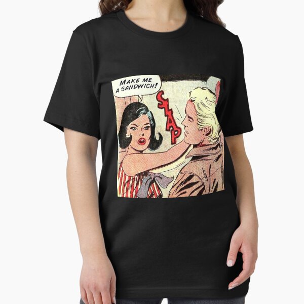 Vista previa del artículo con la obra «Hazme un sándwich divertido arte feminista», diseñado y vendido por Norwegian-Moose.