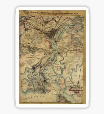 Vintage Savannah Georgia Bürgerkrieg Karte (1864) Sticker