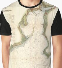 Vintage Map of New Haven Harbor (1872) Graphic T-Shirt