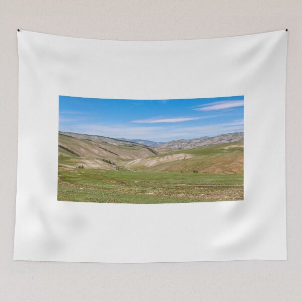 Item preview, Rolling Mongolian hills and mountains, with a blue cloudy sky designed and sold by SnapTPhotograph.