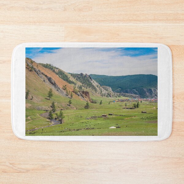 Item preview, A view down a river valley, with the town of Altraga in the distance, Mongolia designed and sold by SnapTPhotograph.