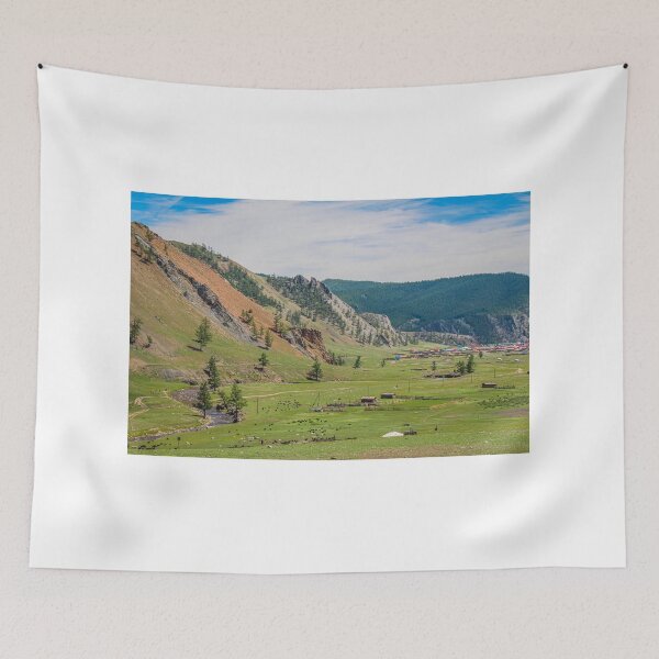 Item preview, A view down a river valley, with the town of Altraga in the distance, Mongolia designed and sold by SnapTPhotograph.