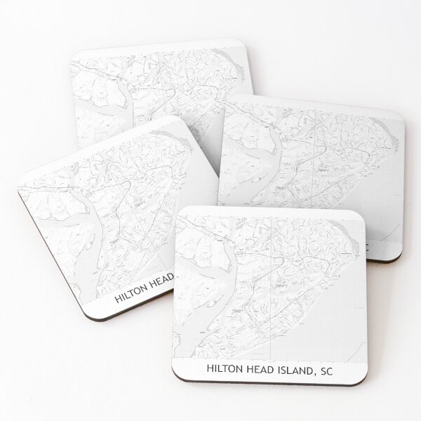 Item preview, Hilton Head Island, SC Topographical Map Black and White designed and sold by PGHPhotoCo.