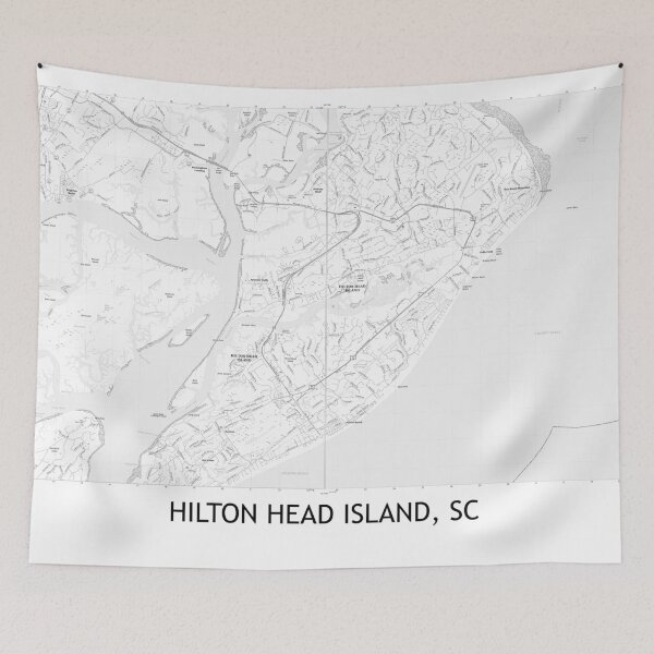 Item preview, Hilton Head Island, SC Topographical Map Black and White designed and sold by PGHPhotoCo.