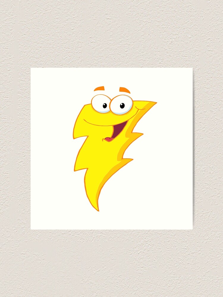 Silly Cute Cartoon Lightning Bolt Character" Art Print by ...