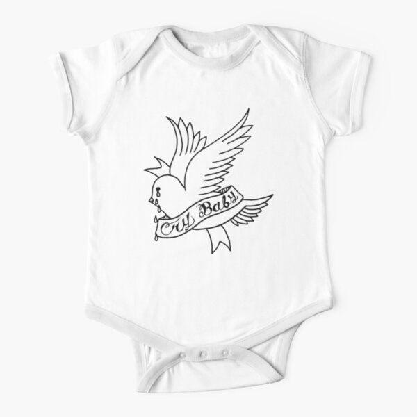 Lil Peep Cry Baby Bird holding Banner Short Sleeve Baby One-Piece