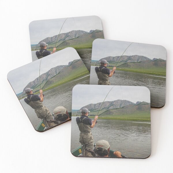 Item preview, A fisherman with a Taimen Trout on the end of his line in Mongolia designed and sold by SnapTPhotograph.