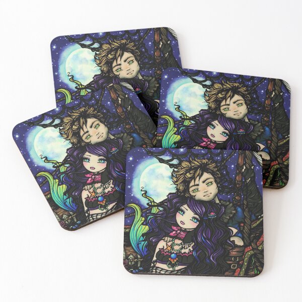 Item preview, Mermaid and Human in Love Night Scene Fantasy Art designed and sold by hannahlynnart.