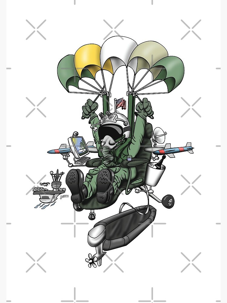 Naval Aviation Life Support Systems (ALSS) Parachute Rigger Cartoon by hobrath