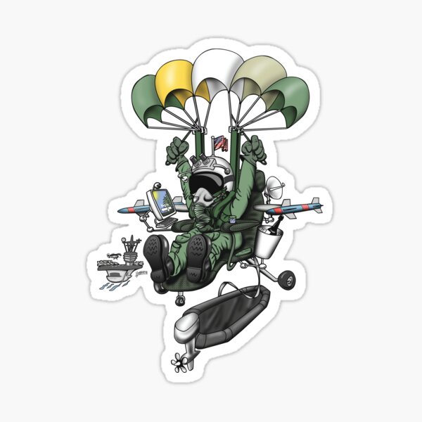 Naval Aviation Life Support Systems (ALSS) Parachute Rigger Cartoon Sticker