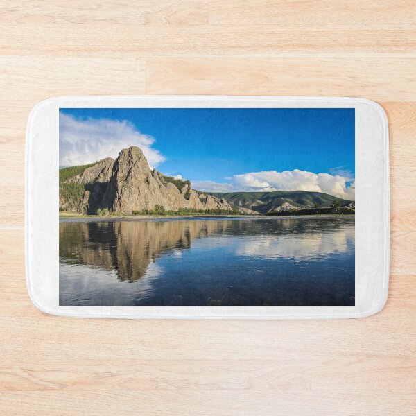 Item preview, A mountain reflecting on the Delger Murun River in Mongolia in the evening sun designed and sold by SnapTPhotograph.