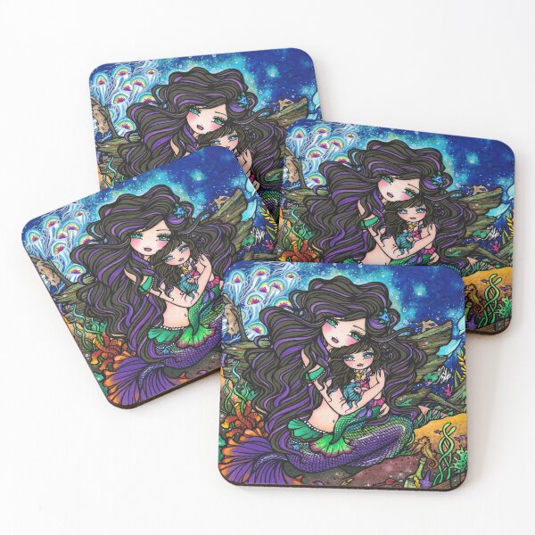 Item preview, Mermaid Mom and Daughter Underwater Fantasy Art designed and sold by hannahlynnart.